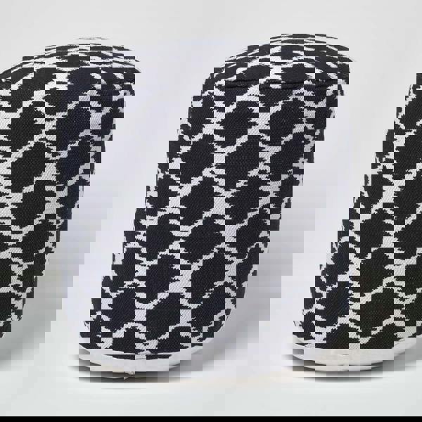 HOMESCAPES Ikat Design Blue and Natural Colour Bean Filled Pouffe