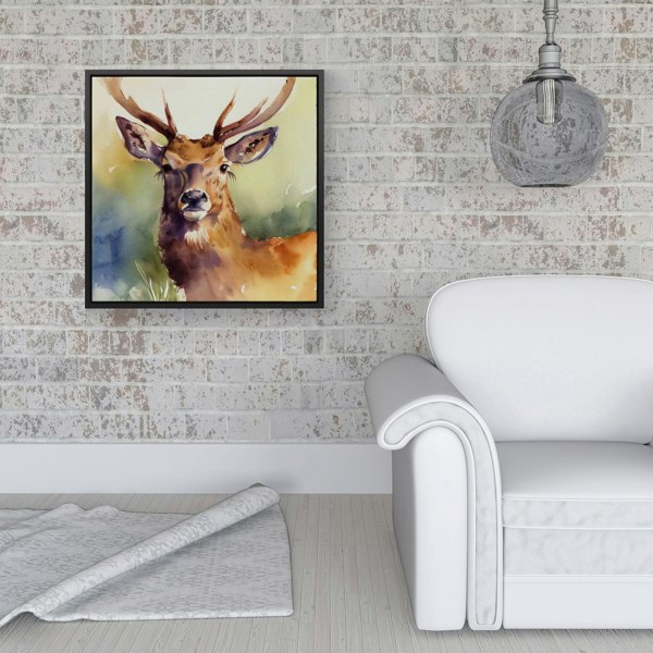 Warren Reed Splendid Stag Watercolour Framed Canvas