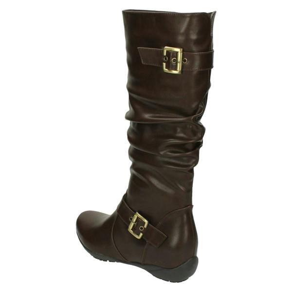 Down to Earth Ladies Down To Earth Flat High Leg Rouched Boots