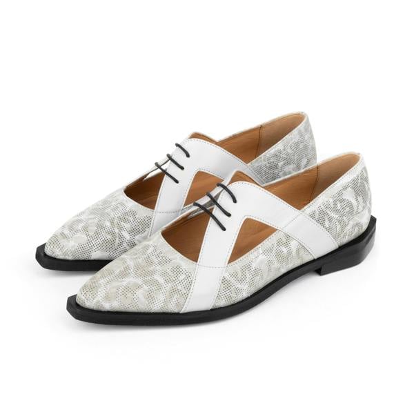 Embassy London Harlowe - Grey - Women's cutout leather lace up shoe