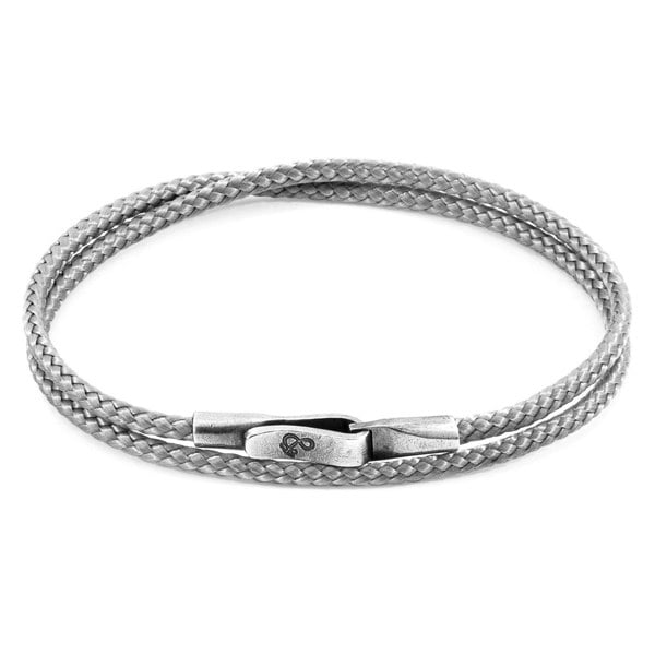 Anchor & Crew Classic Grey Liverpool Silver and Rope Bracelet