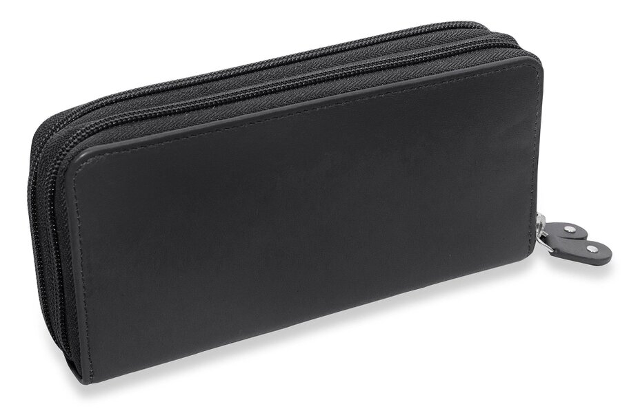 SADDLER GABRIELLA Leather Double Zip Around Purse - 8 Card Slots, Phone Pocket, and Coin Purse - RFID Protected