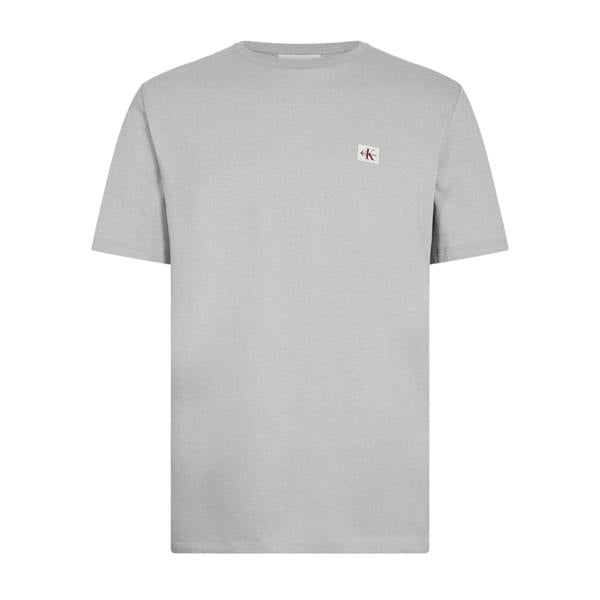 Calvin Klein Mens Box Logo Cotton Crew Neck Regular T-Shirt - Frost Gray - 