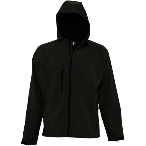 SOLS Mens Replay Hooded Soft Shell Jacket (Breathable, Windproof And Water Resistant) - Black - 