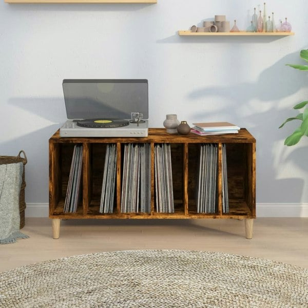 Berkfield Record Cabinet Smoked Oak 100x38x48 cm Engineered Wood