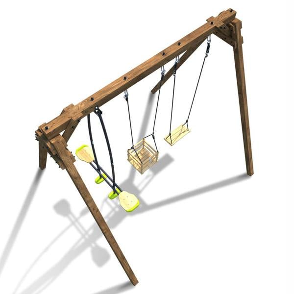 Soulet Pierre Infant & Child Triple Wooden Swing Set