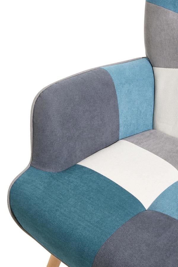 Living and Home Multicoloured Upholstered Wingback Armchair with Footstool