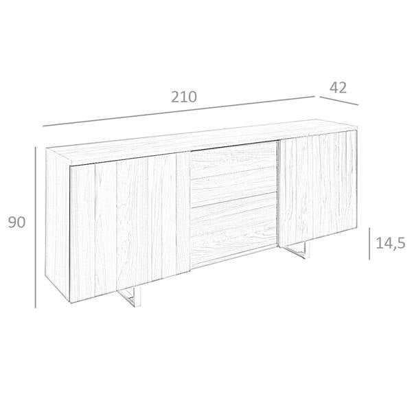 Angel Cerdá Sideboard Walnut and Chromed Steel 3056