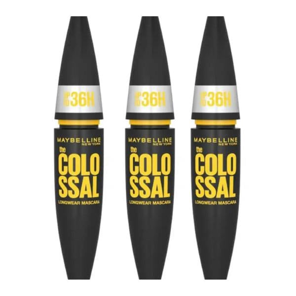 Maybelline New York 3 x Maybelline The Colossal Longwear Mascara 36HR 10.7ml - 01 Black