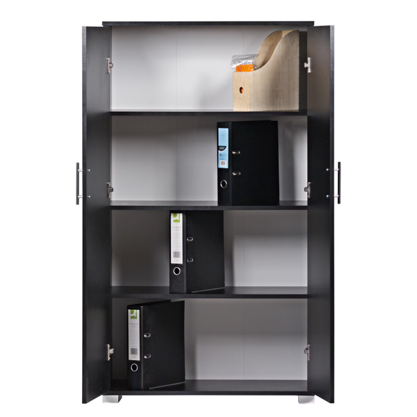 MMT Furniture Designs Beech Wooden 2 Door Lockable Storage Cabinet - 140 cm Tall Shoe Garage Storage, Filing Cabinet