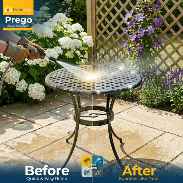 Homeology PREGO Garden and Patio Black Cast Aluminium Bistro Table
