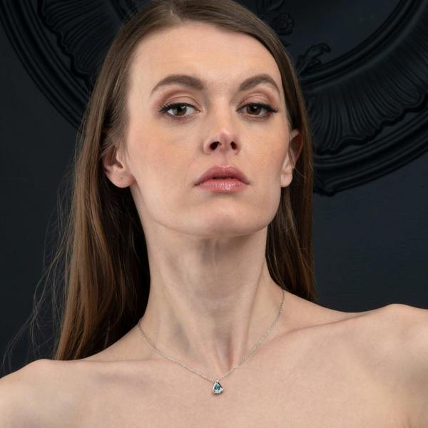 925 Sterling Silver Blue Topaz Gemstone Pendant Necklace - namana.london