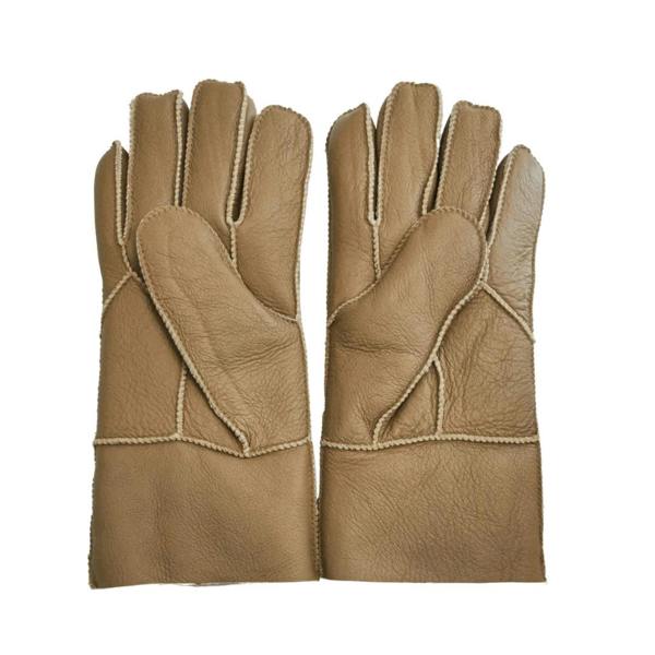 Unisex Napa Leather Wool Shearling Lined Gloves - Tan - Infinity Leather - 20