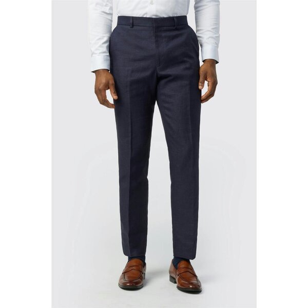 Ted Baker Tailored Fit Navy Linen Cotton Trousers