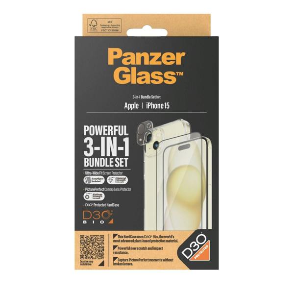 PanzerGlass Panzer Glass Powerful 3 in 1 Bundle Pack for iPhone 15 6.1" - B1172+2809