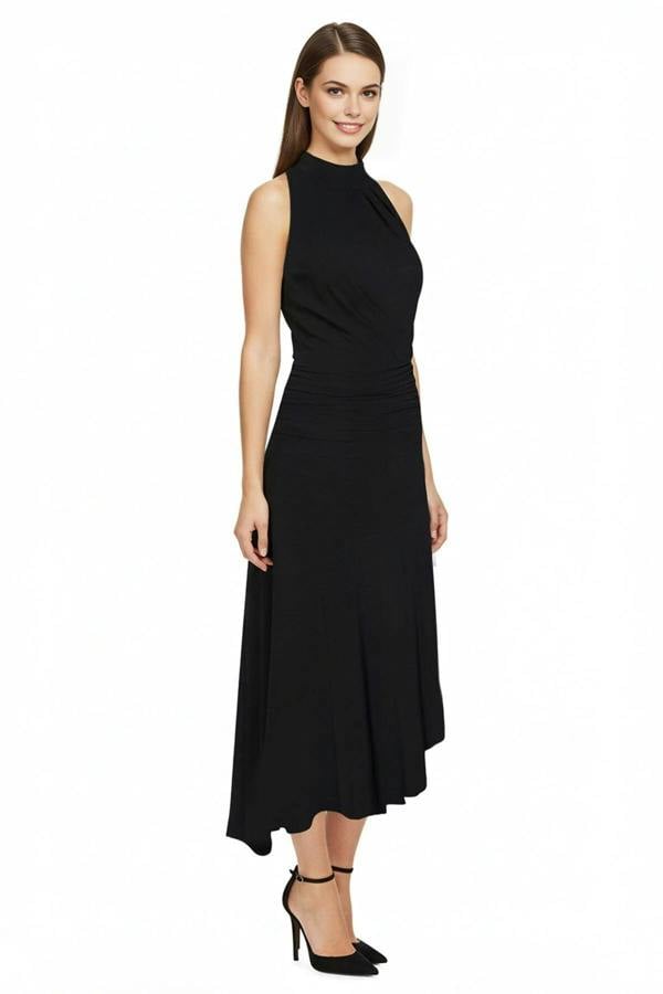 WOVCOR Elegant Knit Evening Dress with Ruffle Detail