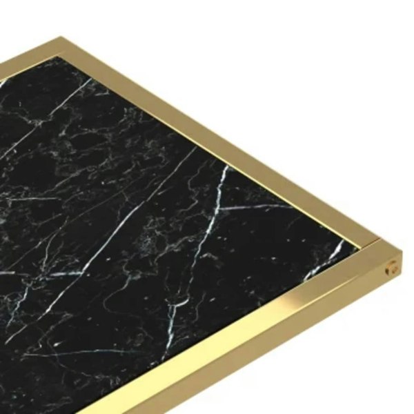 Berkfield Computer Side Table Black Marble 50x35x65 cm Tempered Glass