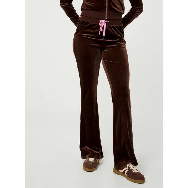 Pink Vanilla Rhinestone Velour Tie Front Flared Joggers