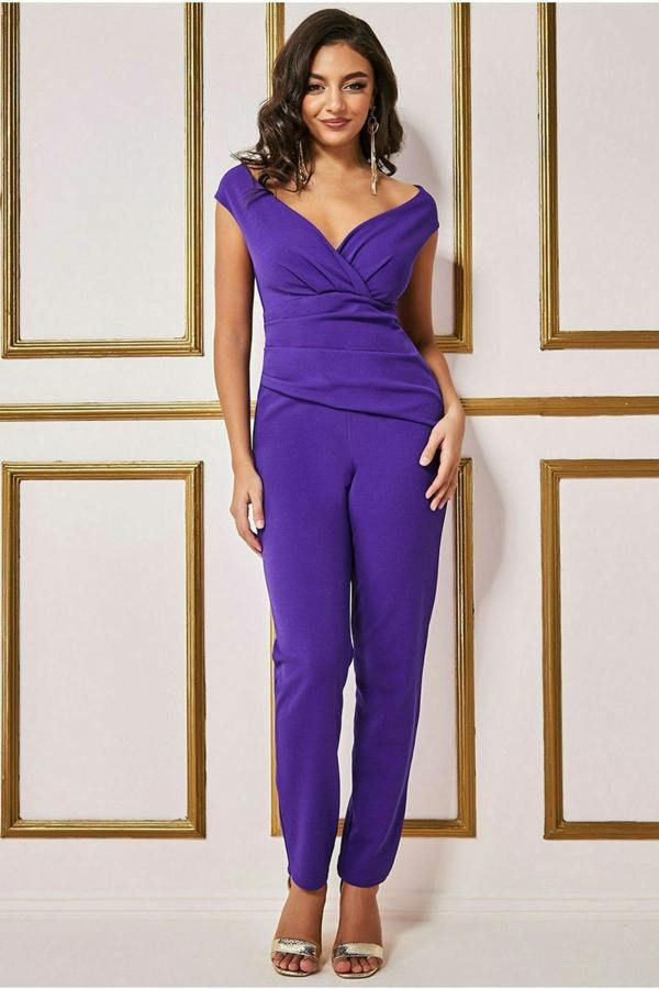Bardot Scuba Jumpsuit - Purple TR113B
