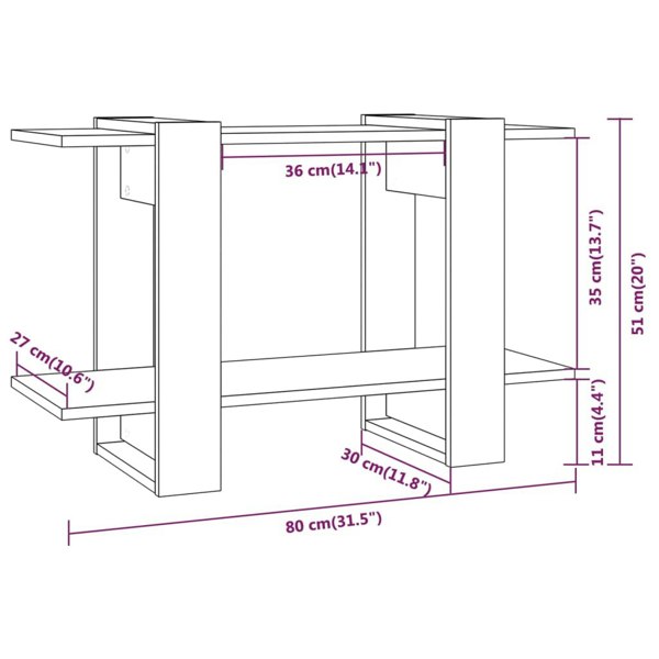 Berkfield Book Cabinet/Room Divider Smoked Oak 80x30x51 cm