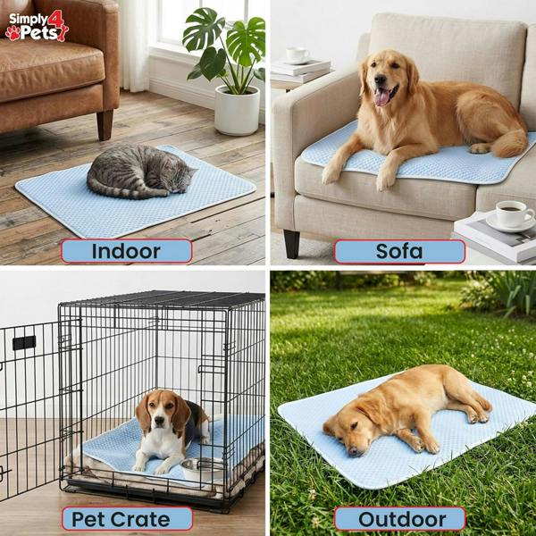 Simply 4 Pets Cooling Mat for Dogs & Cats - Breathable Sandwich Mesh Fabric, Foldable Dog Cooling Mat - Non Slip Washable Pet Cooling Bed