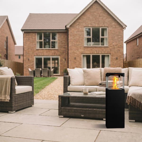 BIOFireplacesGMT Freestanding Bio Fireplace Patio Black Matt Ventless