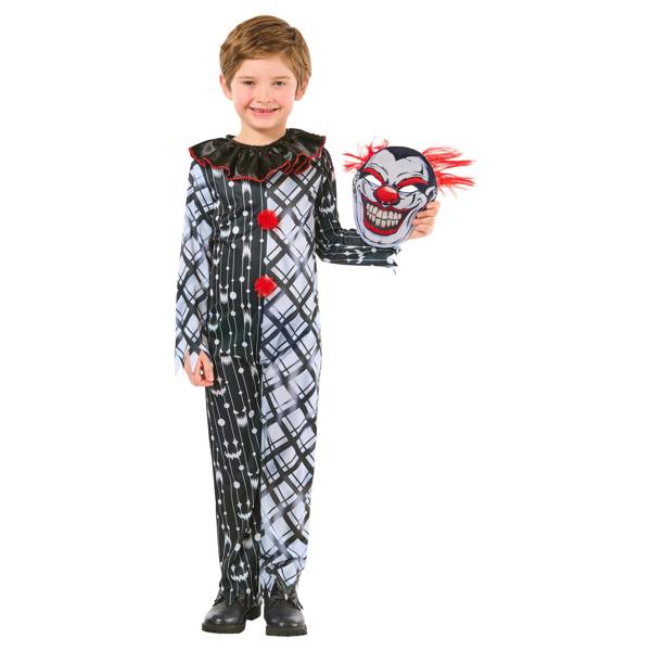 Bristol Novelty Childrens/Kids Sinister Clown Monochrome Costume - Black/White/Red - 