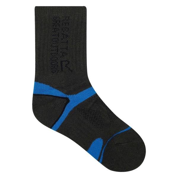 Regatta Kids Blister Protect II Crew Socks - Dark Grey/Snorkel Blue