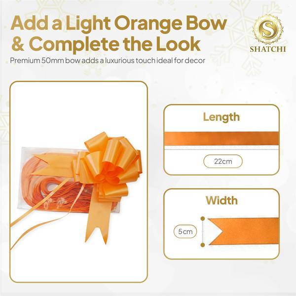 50mm Orange Pull Bows, 10 Pack to 60 Pack, Plastic Ribbon Gift Bows for Wrapping and Décor image 9