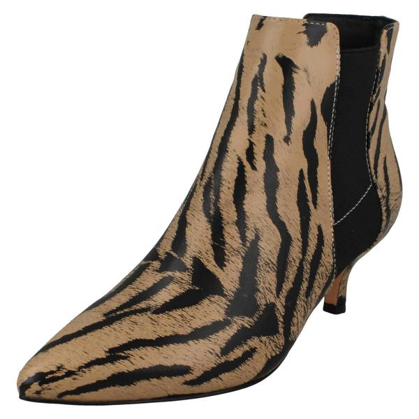 Spot On Ladies Spot On Animal Print Ankle Boots F51118