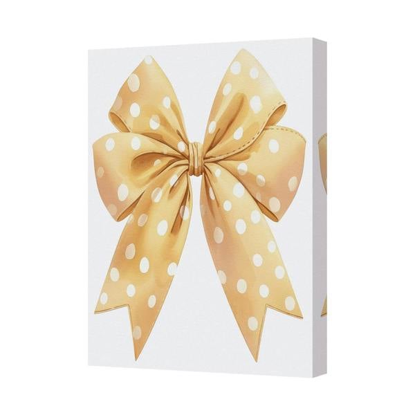 Benjamin Tate Design Yellow Polka Dot Bow Canvas Wall Art Print For Home Decor