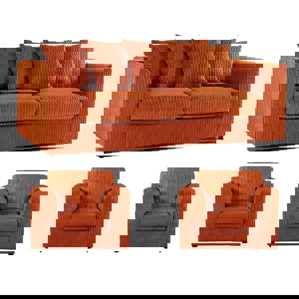 Furnishings For Less Luxor Full Jumbo Cord 3 Seater and 2 x Armchairs - Scatter Back