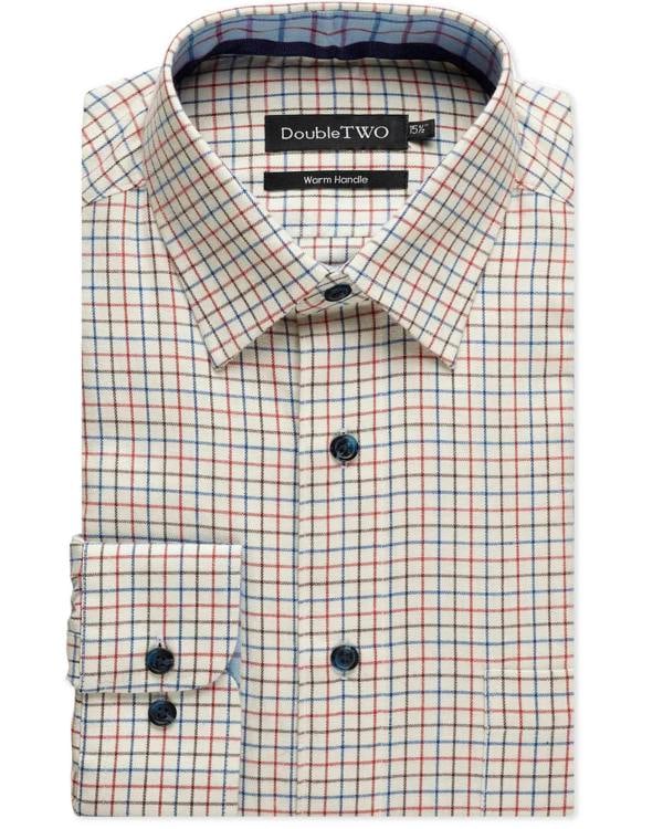 Men's Rust Tattersall Check Warm Handle Shirt