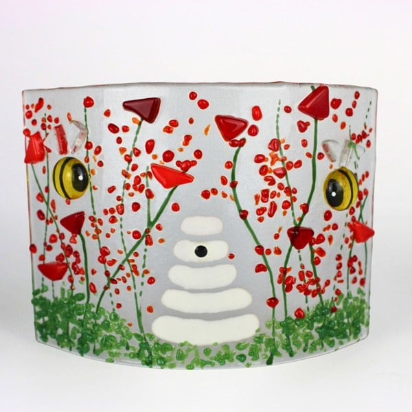 Handmade Fused Glass - Curve - Bumble Bee - Poppy