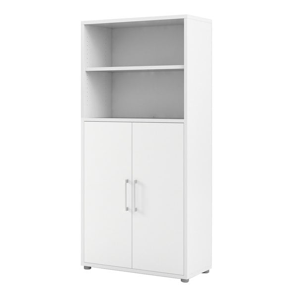 Furniture To Go Prima Bookcase 3 Shelves with 2 Doors in White