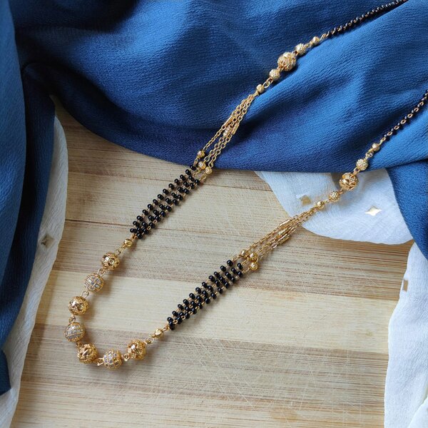 The Colourful Aura Gold Black Beaded Indian Asian Nazar Mangalsutra Choker Necklace
