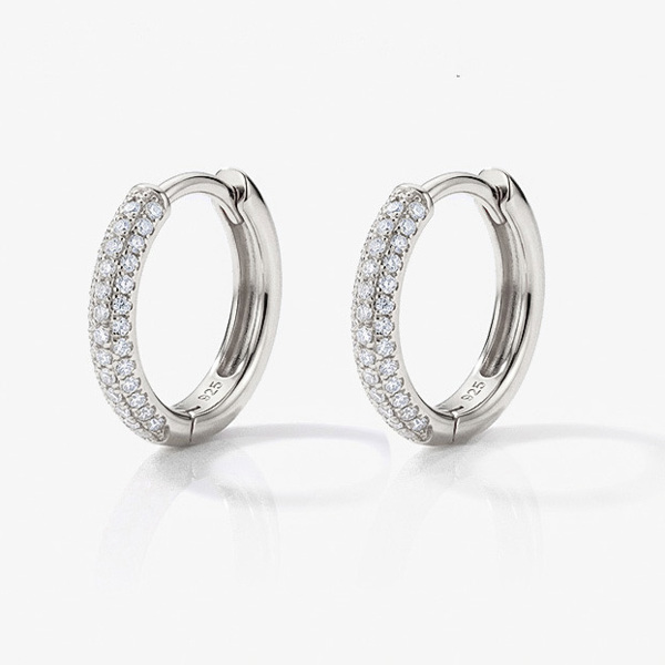 Small Hoop Earrings with Sparkling Pave Stones