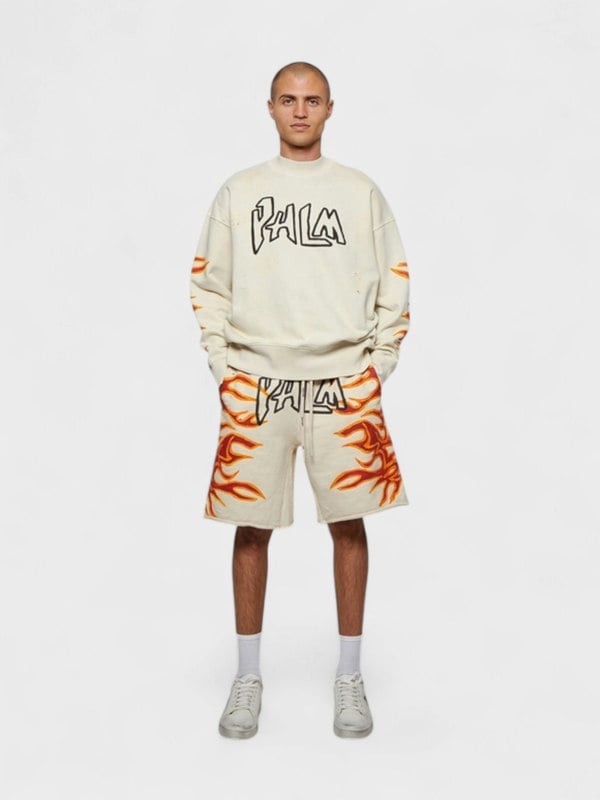 Palm Angels Graffiti Flames Sweatshorts Off White