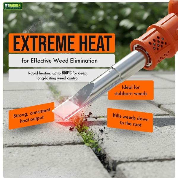 My Garden Outdoor Living My Garden 2000W Electric Weed Burner with 5 Nozzles, 2 Heat Settings, 650°C, 1.8M Cable UK Plug for Patios & Pathways