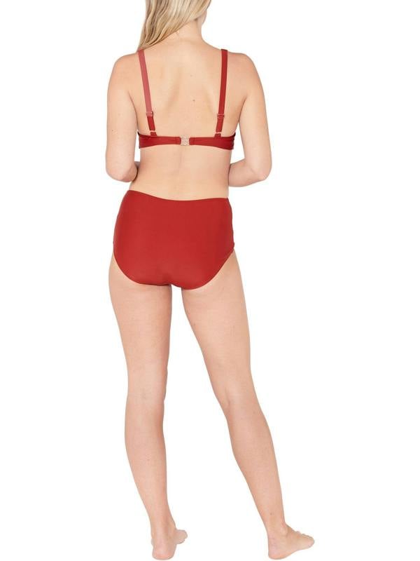 Ruched Burnt Orange High Waist Bikini Briefs Back