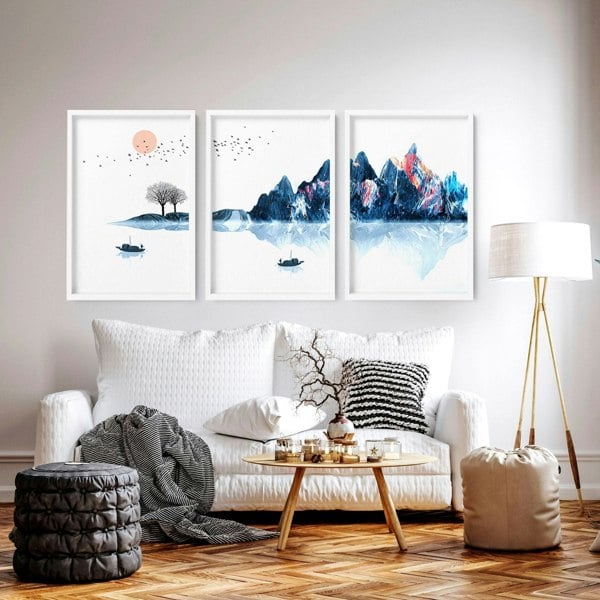 Framed wall art for living room | set of 3 Japanese wall art prints