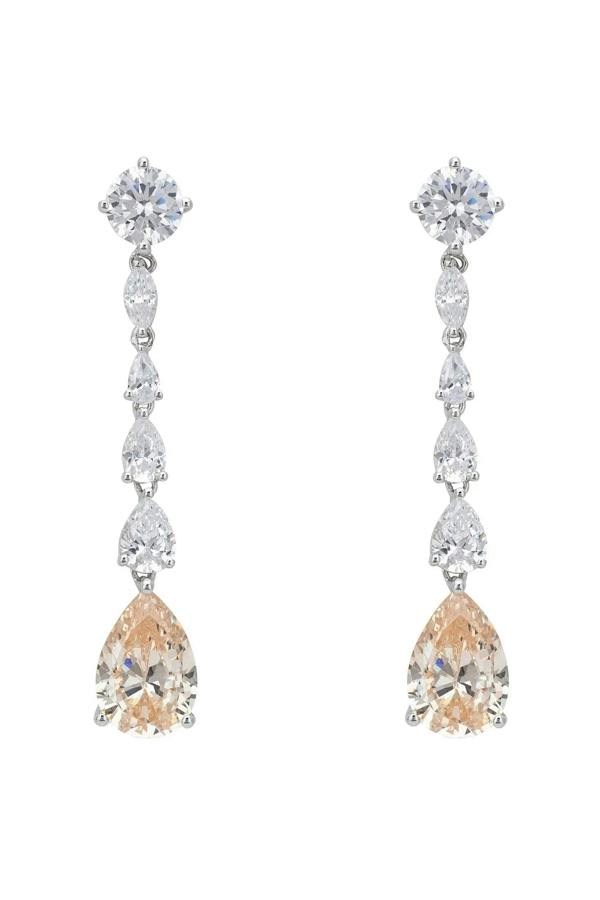 Champagne gemstone diamond drop earrings.