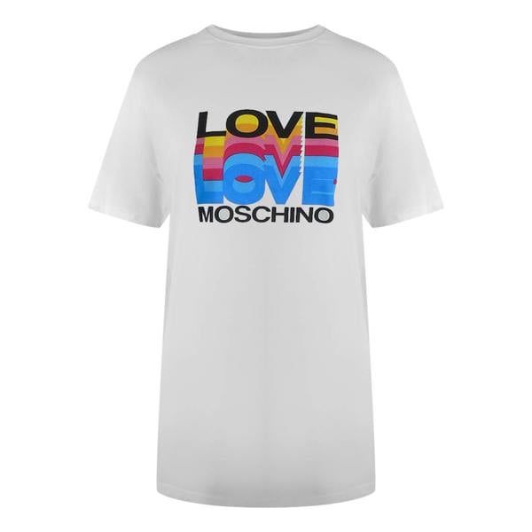 Moschino Love Moschino White T-Shirt Large Colourful Love Logo