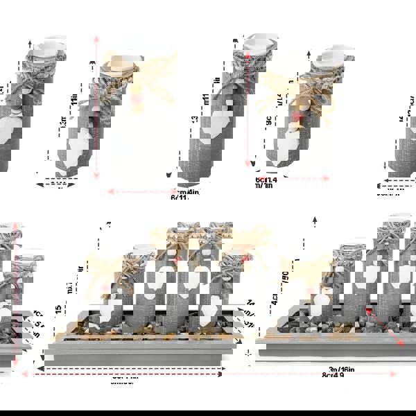 deAO Toys Wooden Tealight Candle Holder Set of 4 with Decorative Tray Multiple holder Table Centrepiece for Home Decor Valentine's Day