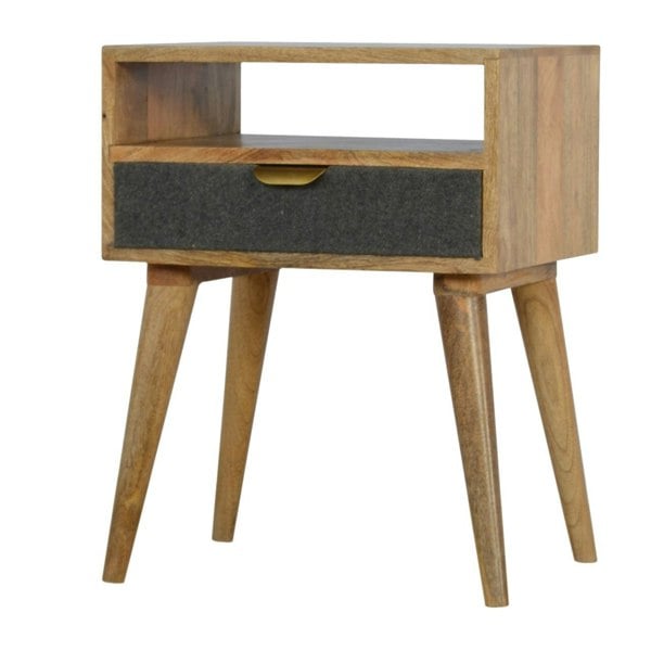 Artisan Furniture Grey Tweed Bedside with Open Slot
