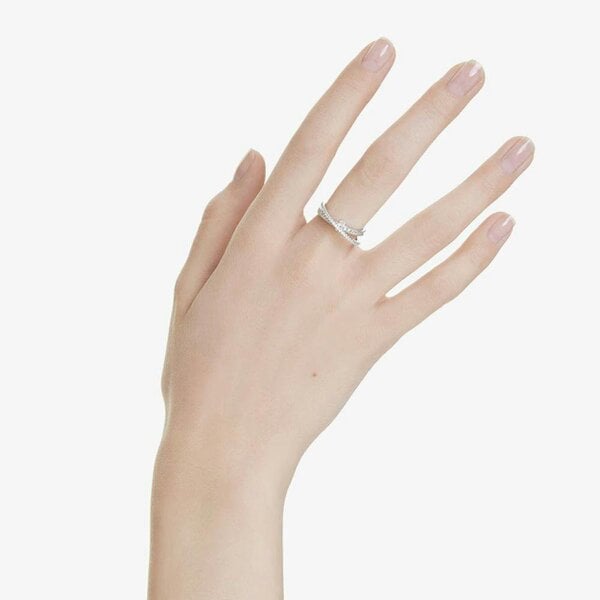 Swarovski Hyperbola Rhodium Plated Twisted Crossover Ring 569123