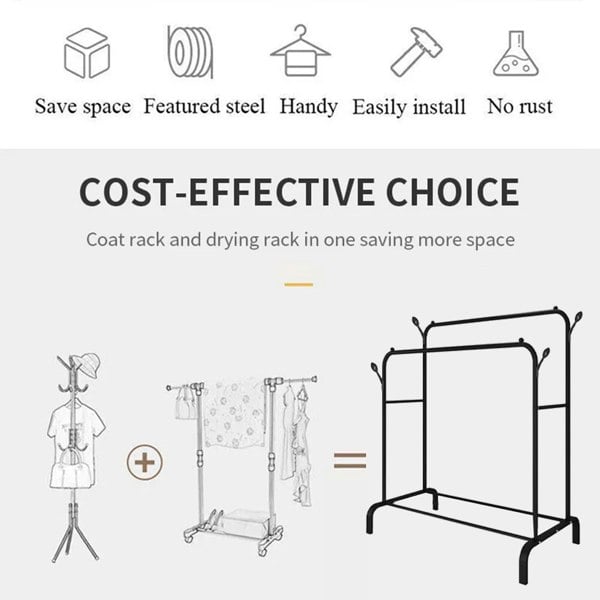 Havendro Heavy Duty Double Clothes Rail Hanging Rack Garment Display Stand Shoes Storage