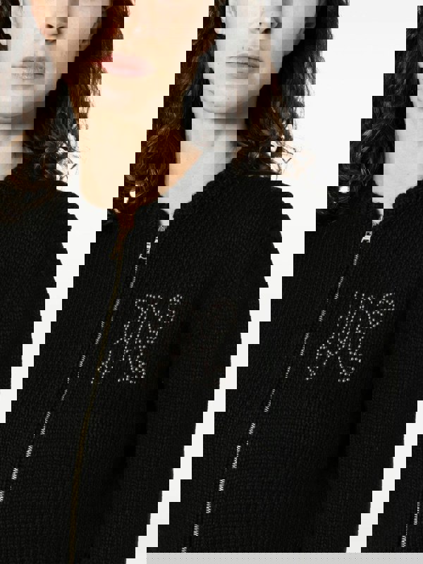 Palm Angels Monogram Studded Zip Sweater Black - Supplied FashionPALM ANGELS