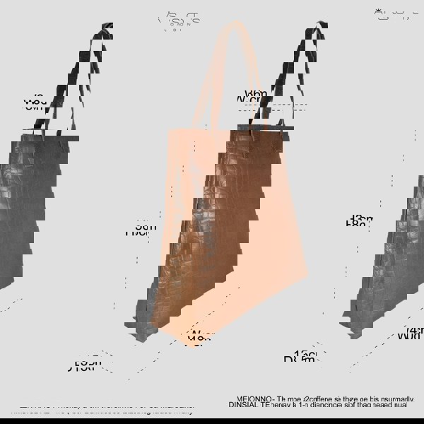 Assots London 'FREYA' Tan Semi Structured Unlined Croc Leather Tote Bag