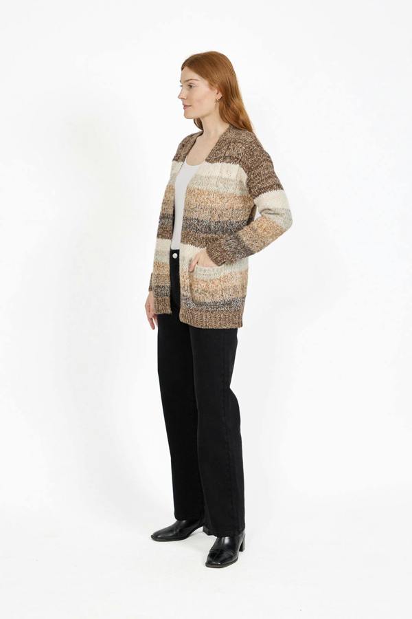 Mudflower Cable-Knit Stripe Cardigan